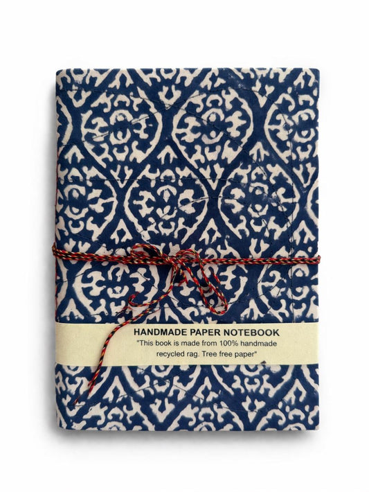 Handmade Journals, Pure Cotton, Wood Block Print, Recycled Paper, Thread Tie | 9x6 Pattern