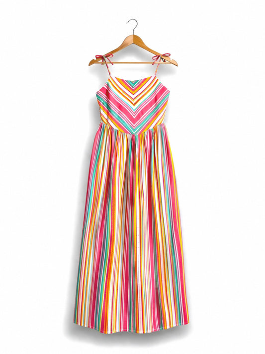 The Rainbow Stripe Dress – Vibrant Colour Maxi Dress | Artisan Made
