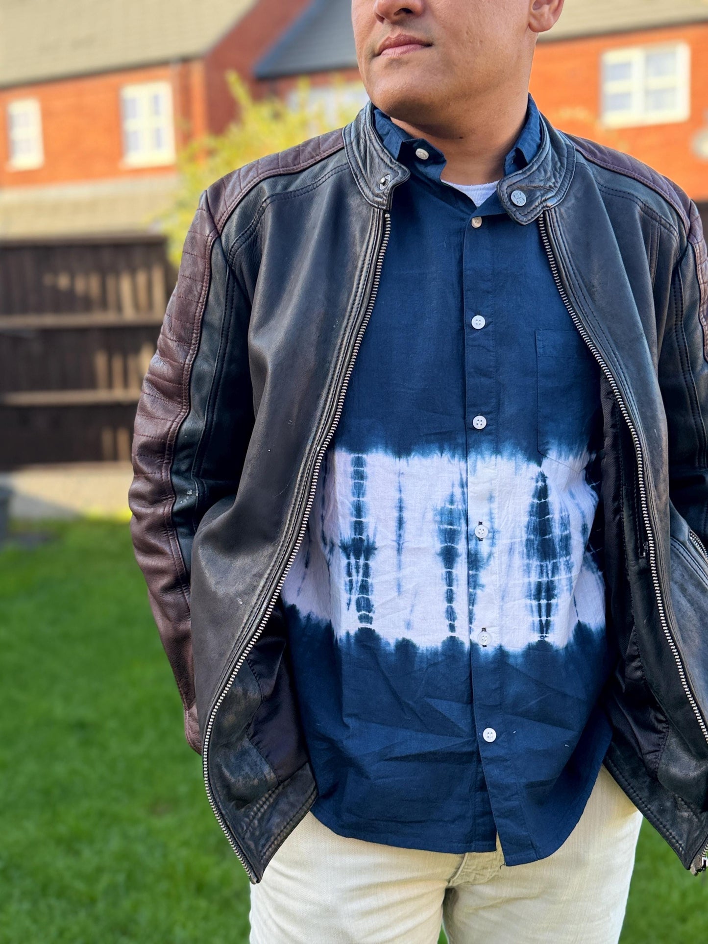 Tie Dye Navy Blue Cotton Shirt: Artisan Indian Craft