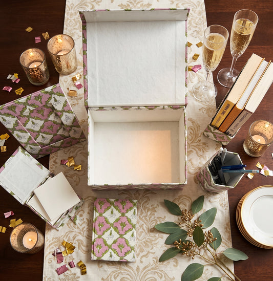 Lotus Print Desk 6 Piece Stationery Gift Set