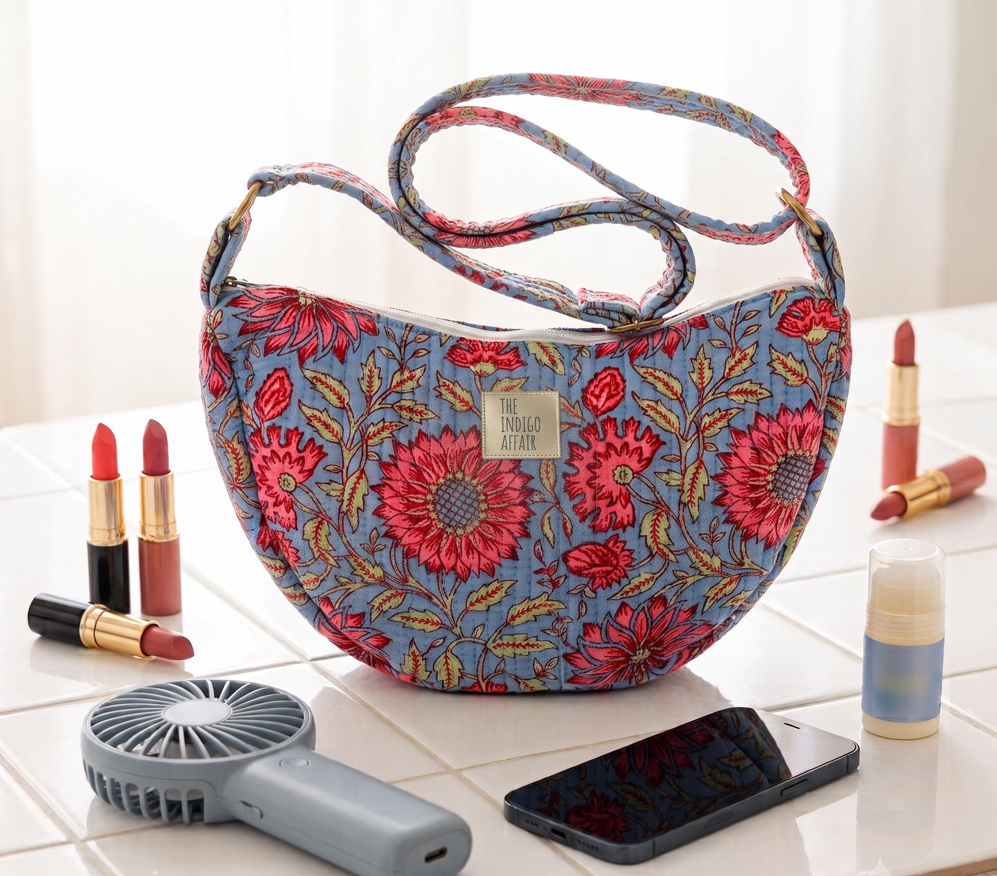 Bluebell Dahlia Jaipur Half Moon Bag