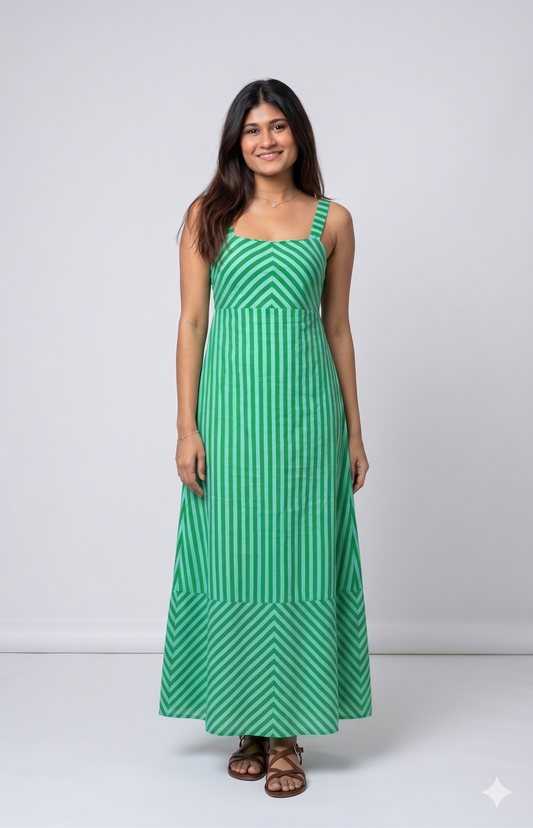 Emerald Clover Stripe Maxi Dress