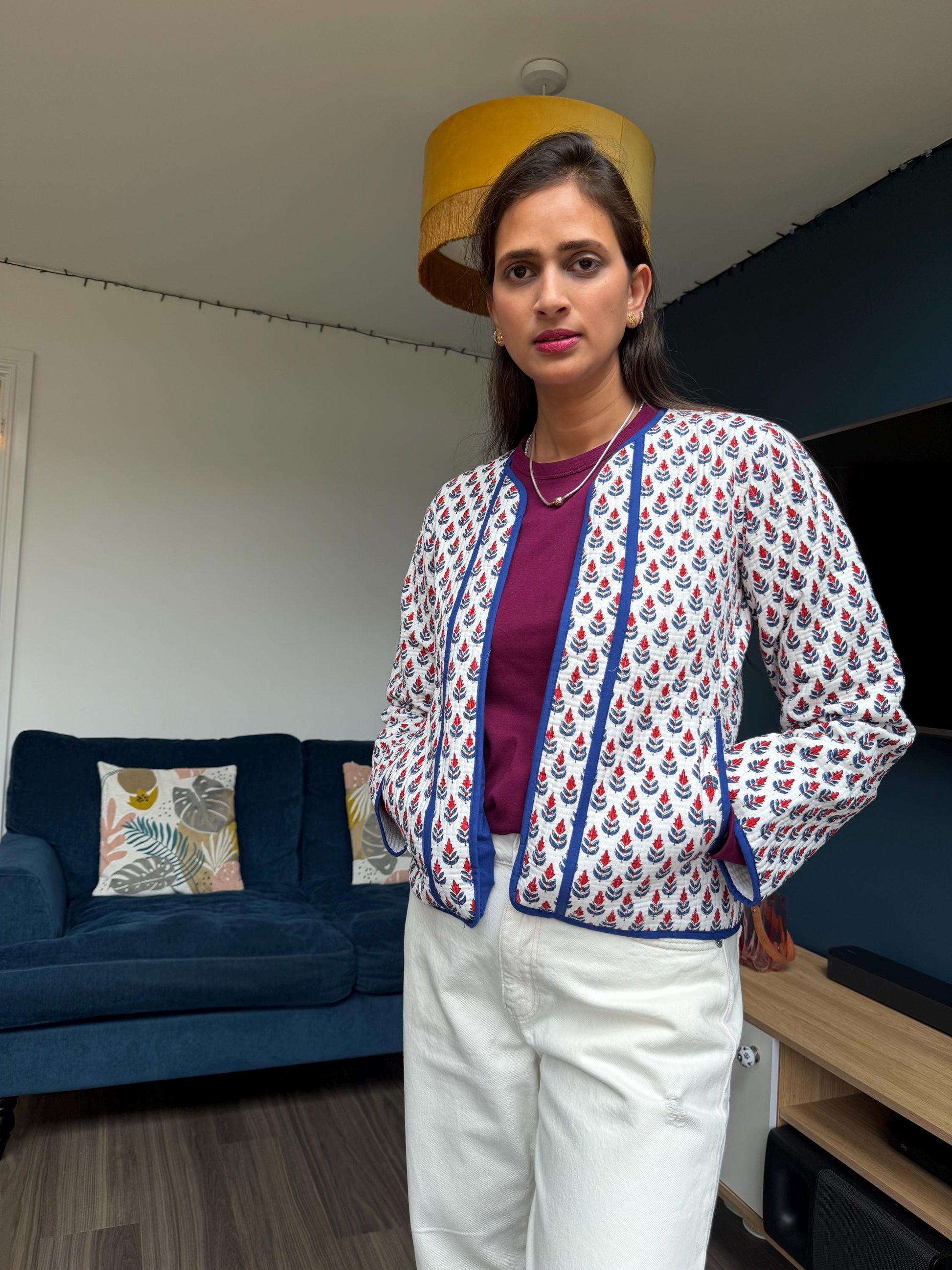 Hand Block Print Cotton Quilted Jacket | Ethical Indian Artisan Coat