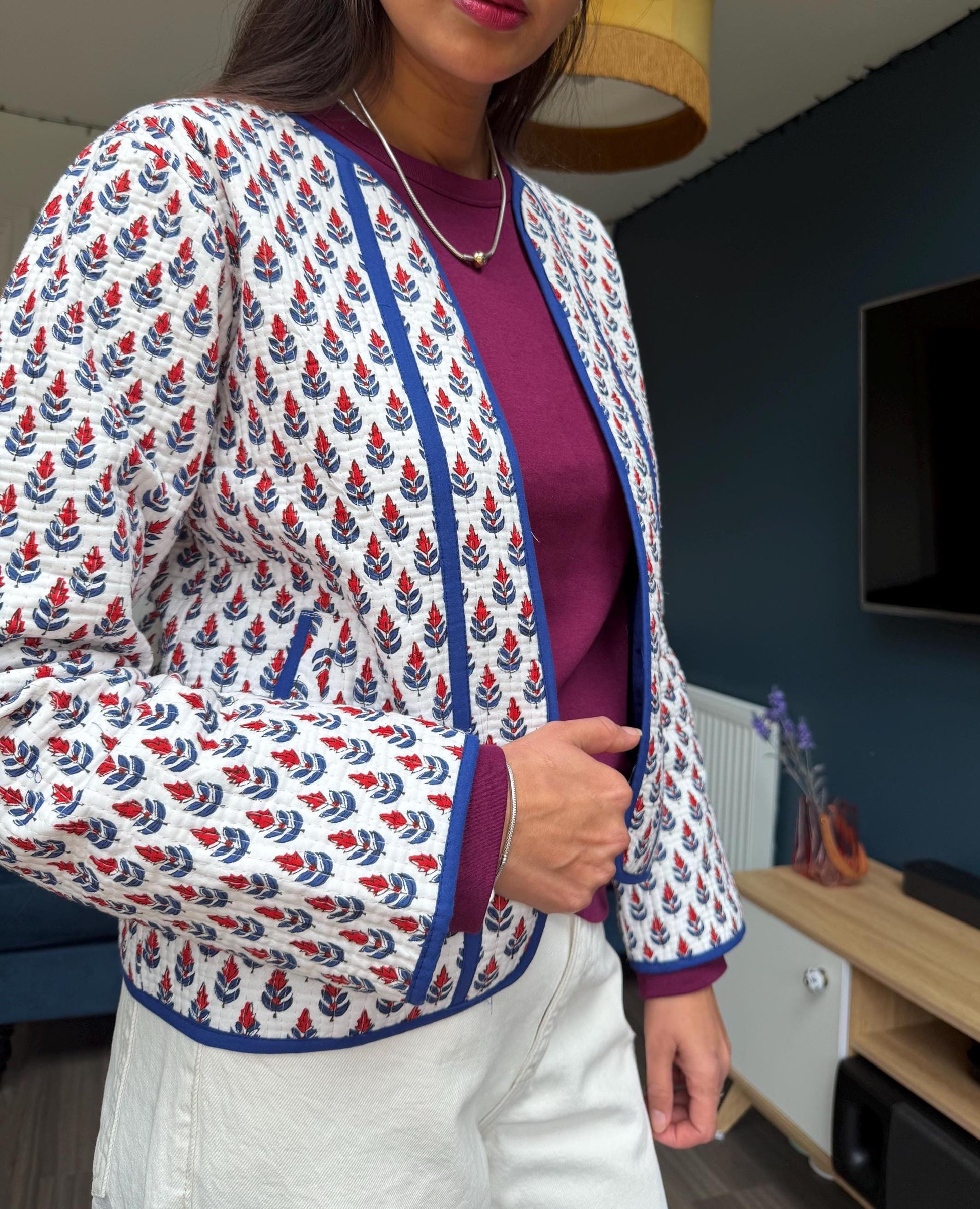 Hand Block Print Cotton Quilted Jacket | Ethical Indian Artisan Coat