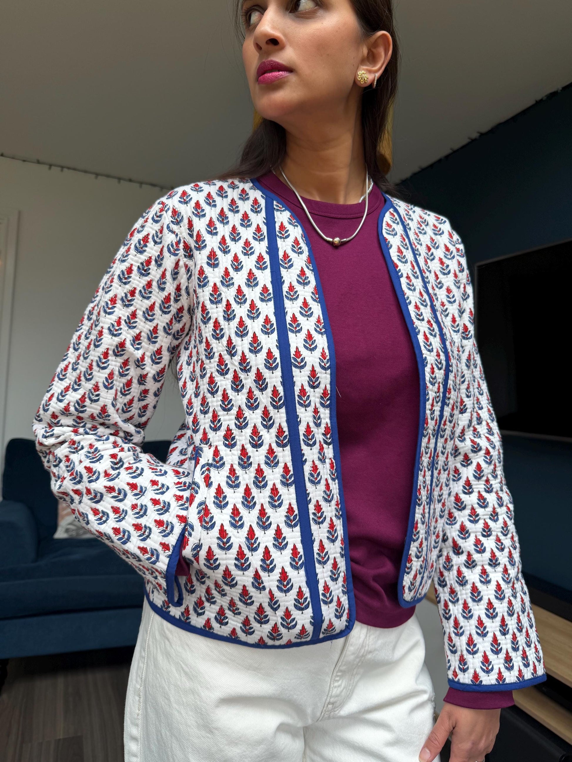 Hand Block Print Cotton Quilted Jacket | Ethical Indian Artisan Coat