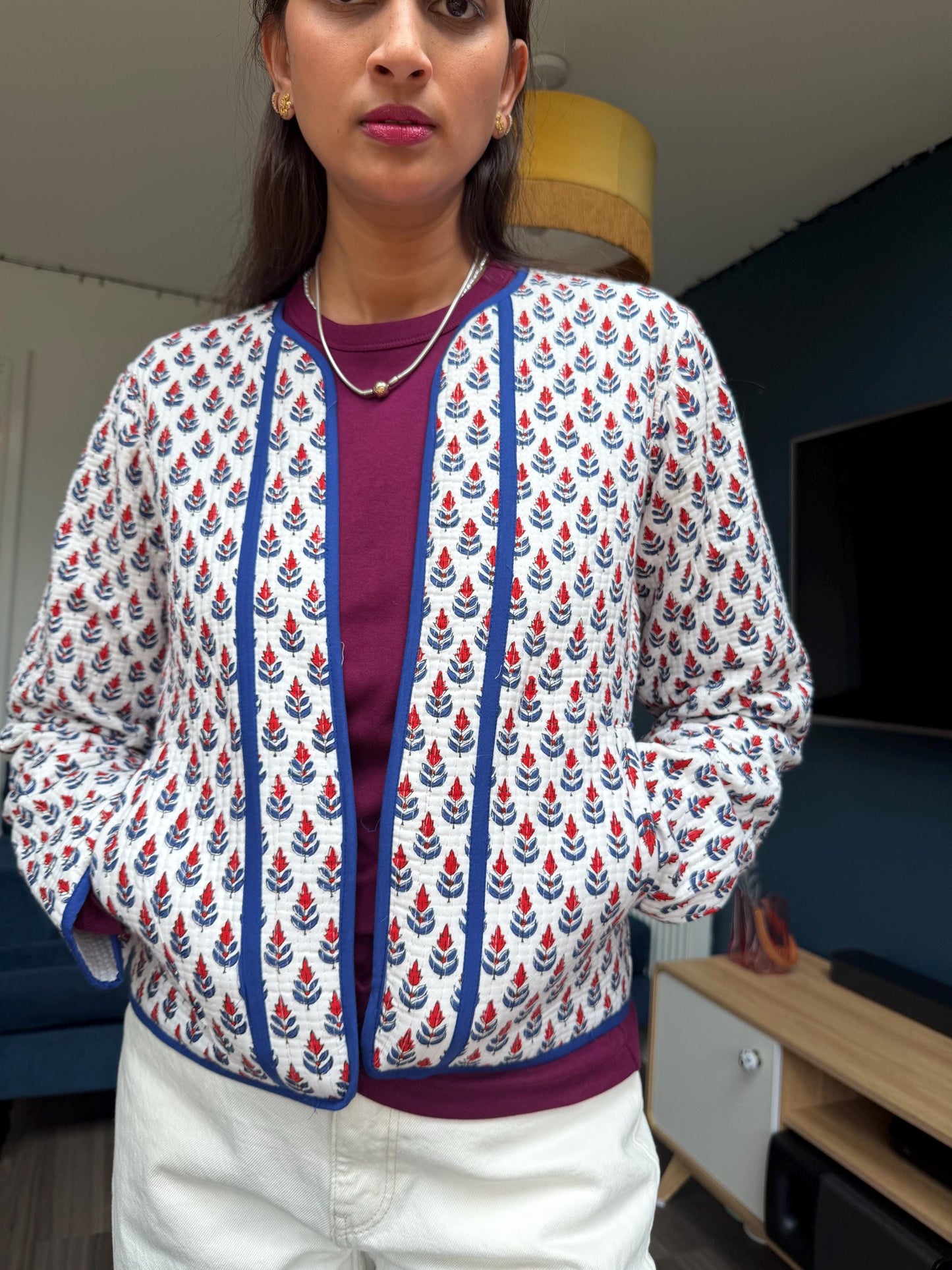 Hand Block Print Cotton Quilted Jacket | Ethical Indian Artisan Coat