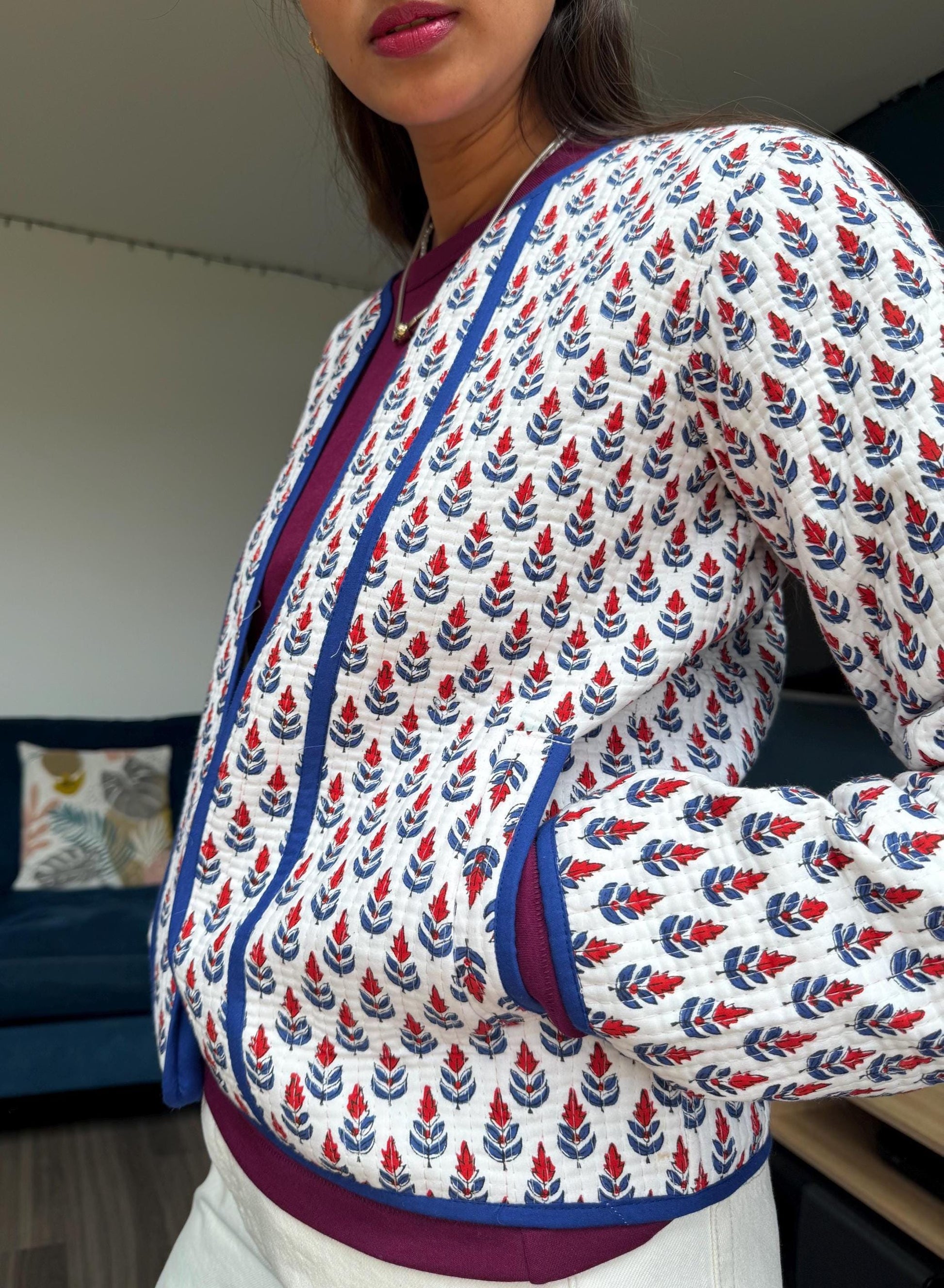 Hand Block Print Cotton Quilted Jacket | Ethical Indian Artisan Coat