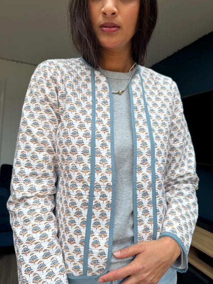 Hand Block Print Cotton Quilted Jacket | UK Designed, Indian Artisan Made