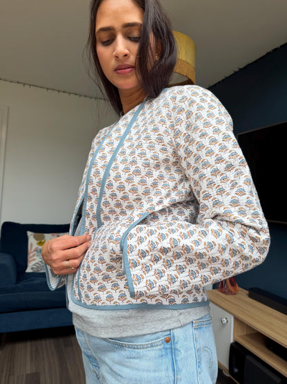 Hand Block Print Cotton Quilted Jacket | UK Designed, Indian Artisan Made