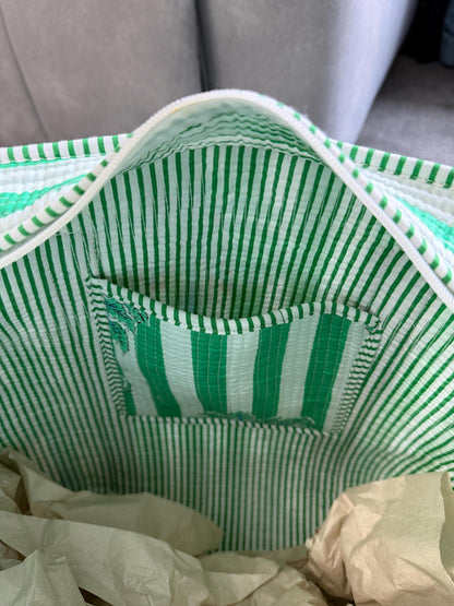 Hand Block Print Tote Bags : Quilted Cotton, Tumbler Pocket and Zipper