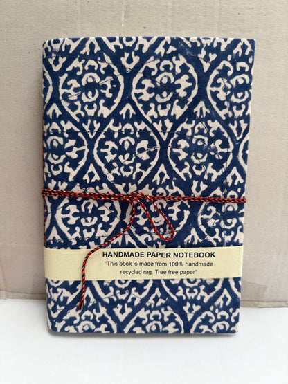 Handmade Journals, Pure Cotton, Wood Block Print, Recycled Paper, Thread Tie | 9x6 Pattern