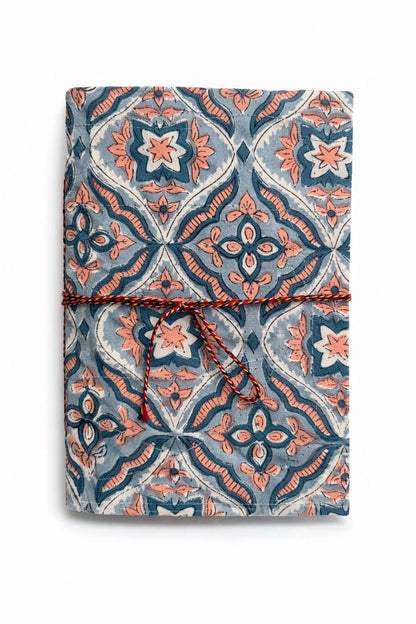 Handmade Journals, Pure Cotton, Wood Block Print, Recycled Paper, Thread Tie | 9x6 Pattern