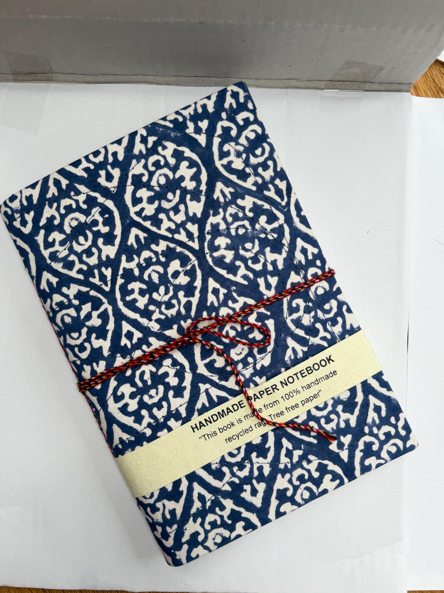 Handmade Journals, Pure Cotton, Wood Block Print, Recycled Paper, Thread Tie | 9x6 Pattern