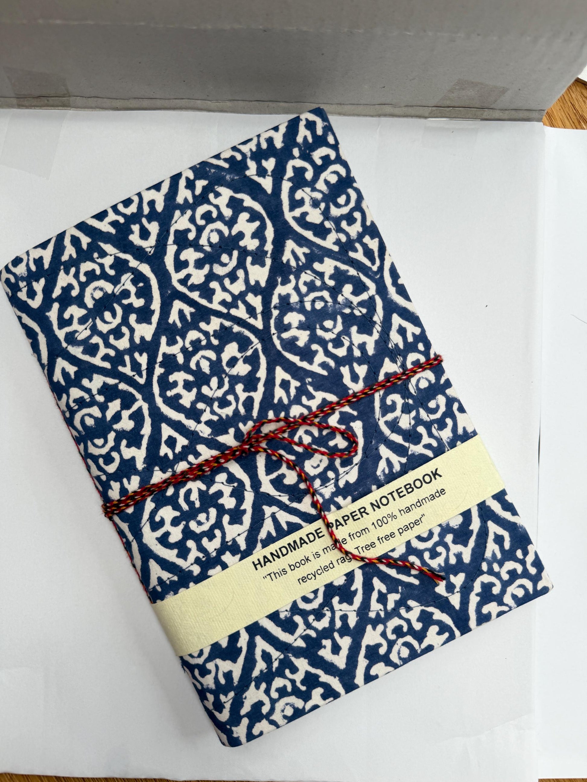 Handmade Journals, Pure Cotton, Wood Block Print, Recycled Paper, Thread Tie | 9x6 Pattern