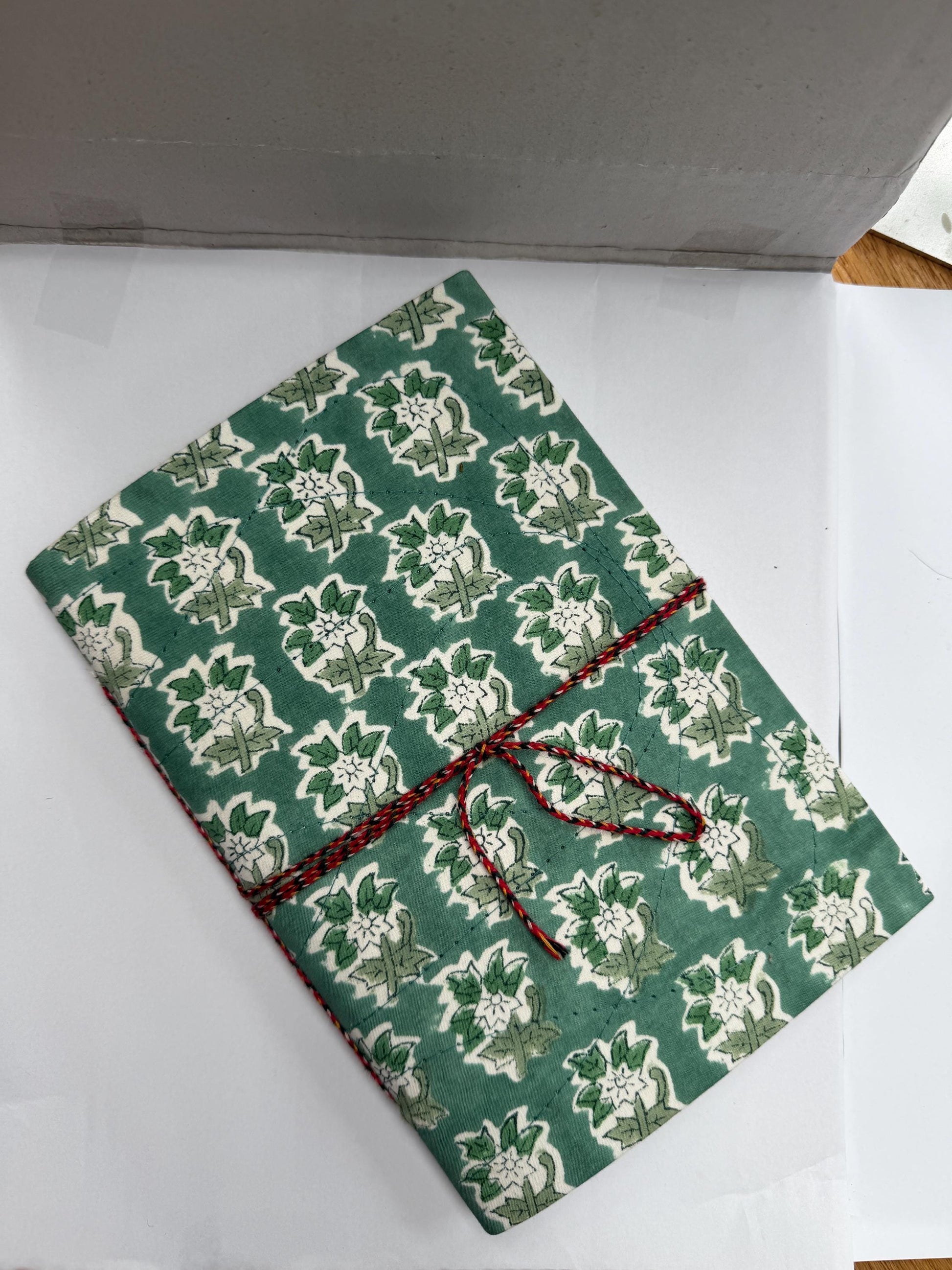 Handmade Journals, Pure Cotton, Wood Block Print, Recycled Paper, Thread Tie | 9x6 Small motif