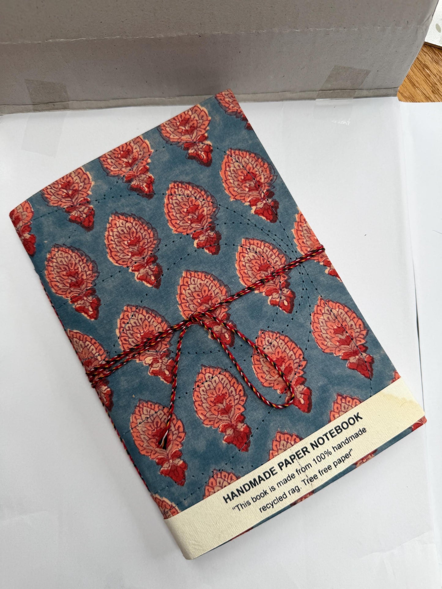 Handmade Journals, Pure Cotton, Wood Block Print, Recycled Paper, Thread Tie | 9x6 Small motif