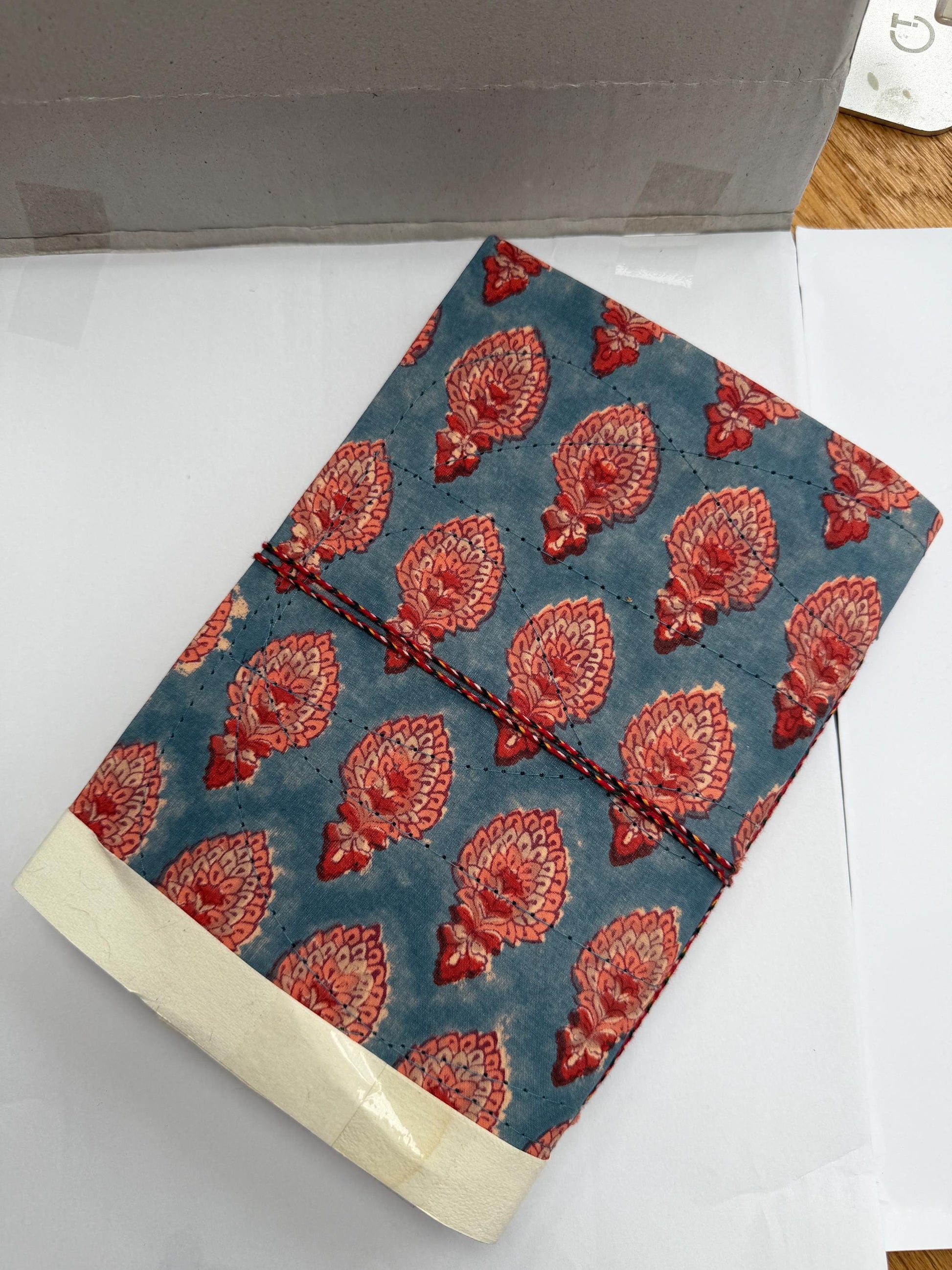 Handmade Journals, Pure Cotton, Wood Block Print, Recycled Paper, Thread Tie | 9x6 Small motif