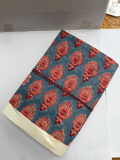 Handmade Journals, Pure Cotton, Wood Block Print, Recycled Paper, Thread Tie | 9x6 Small motif