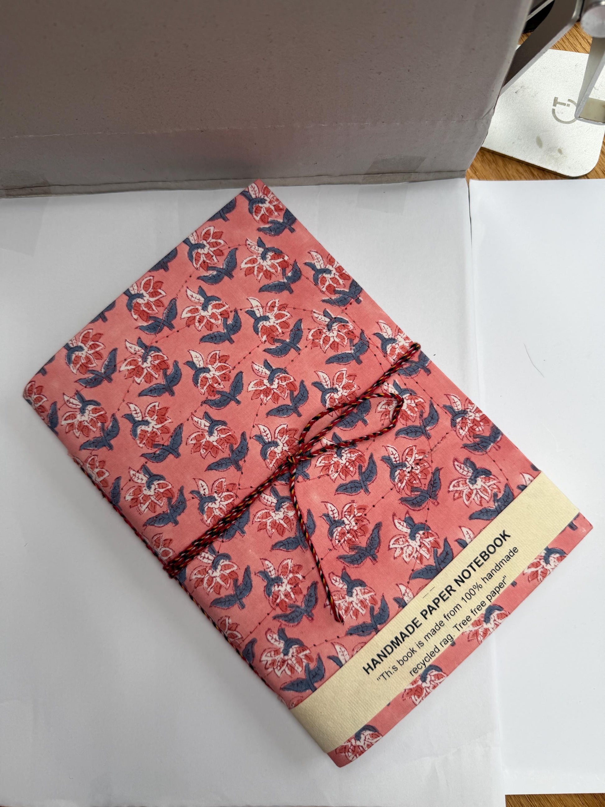 Handmade Journals, Pure Cotton, Wood Block Print, Recycled Paper, Thread Tie | 9x6 Small motif