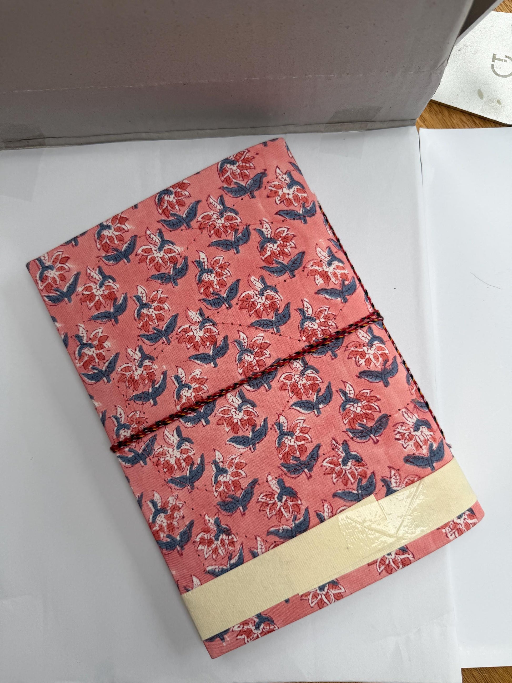 Handmade Journals, Pure Cotton, Wood Block Print, Recycled Paper, Thread Tie | 9x6 Small motif