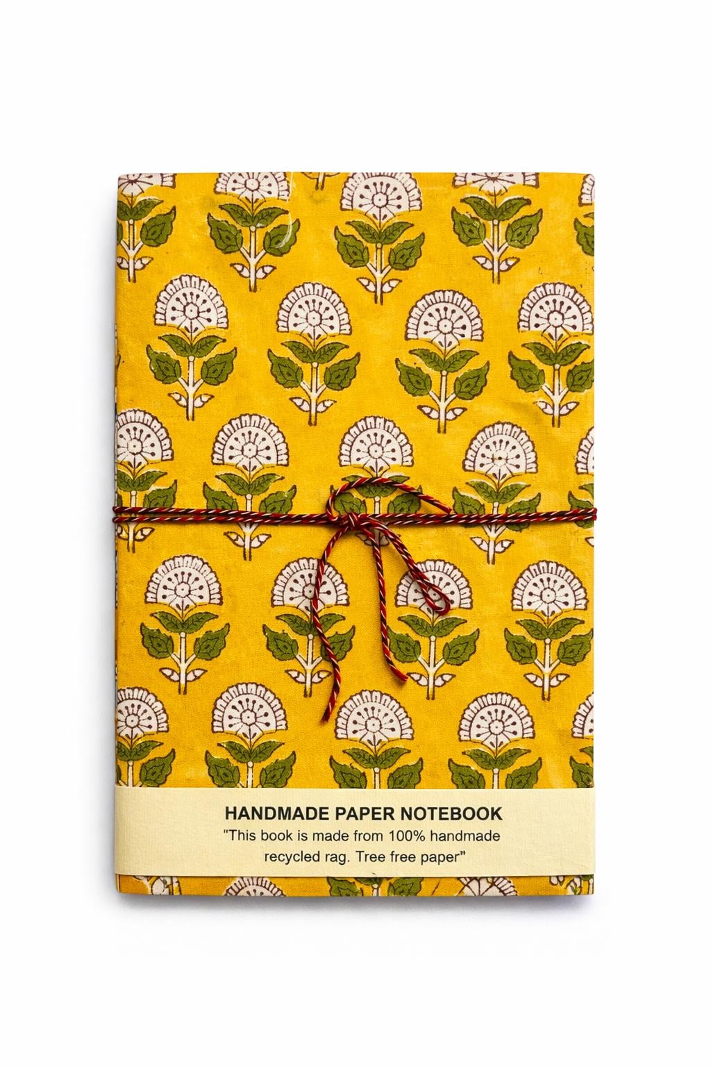 Handmade Journals, Pure Cotton, Wood Block Print, Recycled Paper, Thread Tie | 9x6 Small motif