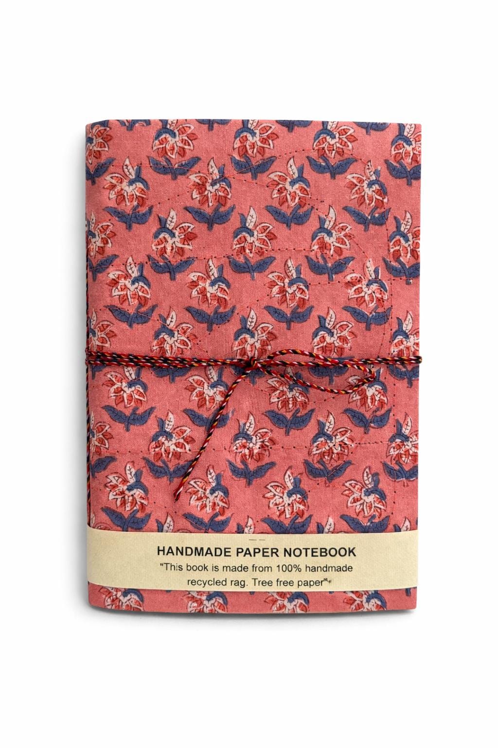 Handmade Journals, Pure Cotton, Wood Block Print, Recycled Paper, Thread Tie | 9x6 Small motif