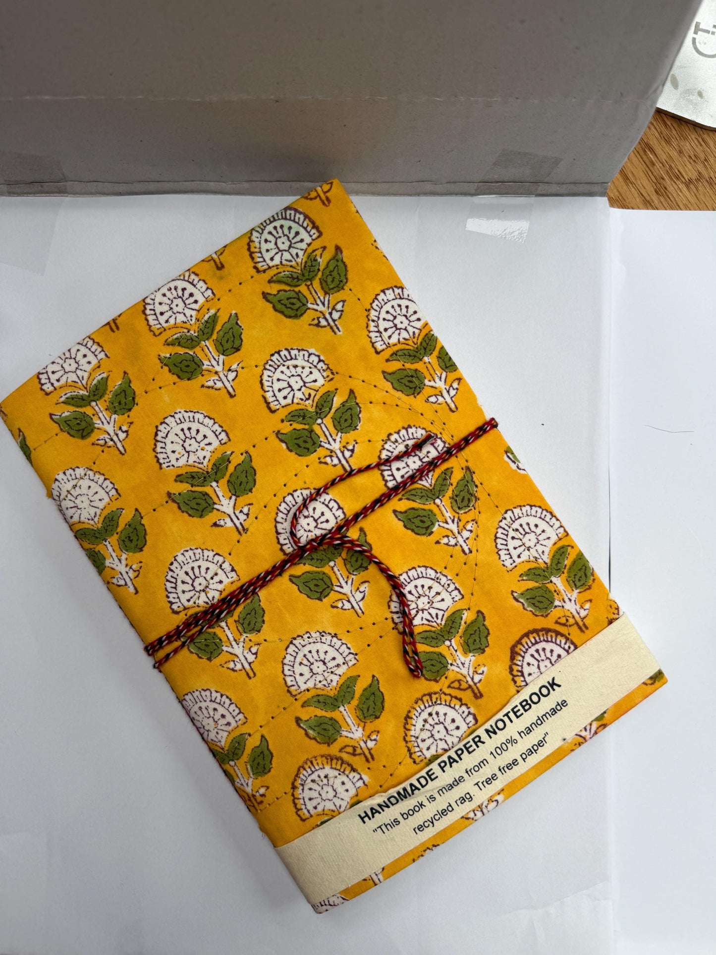 Handmade Journals, Pure Cotton, Wood Block Print, Recycled Paper, Thread Tie | 9x6 Small motif