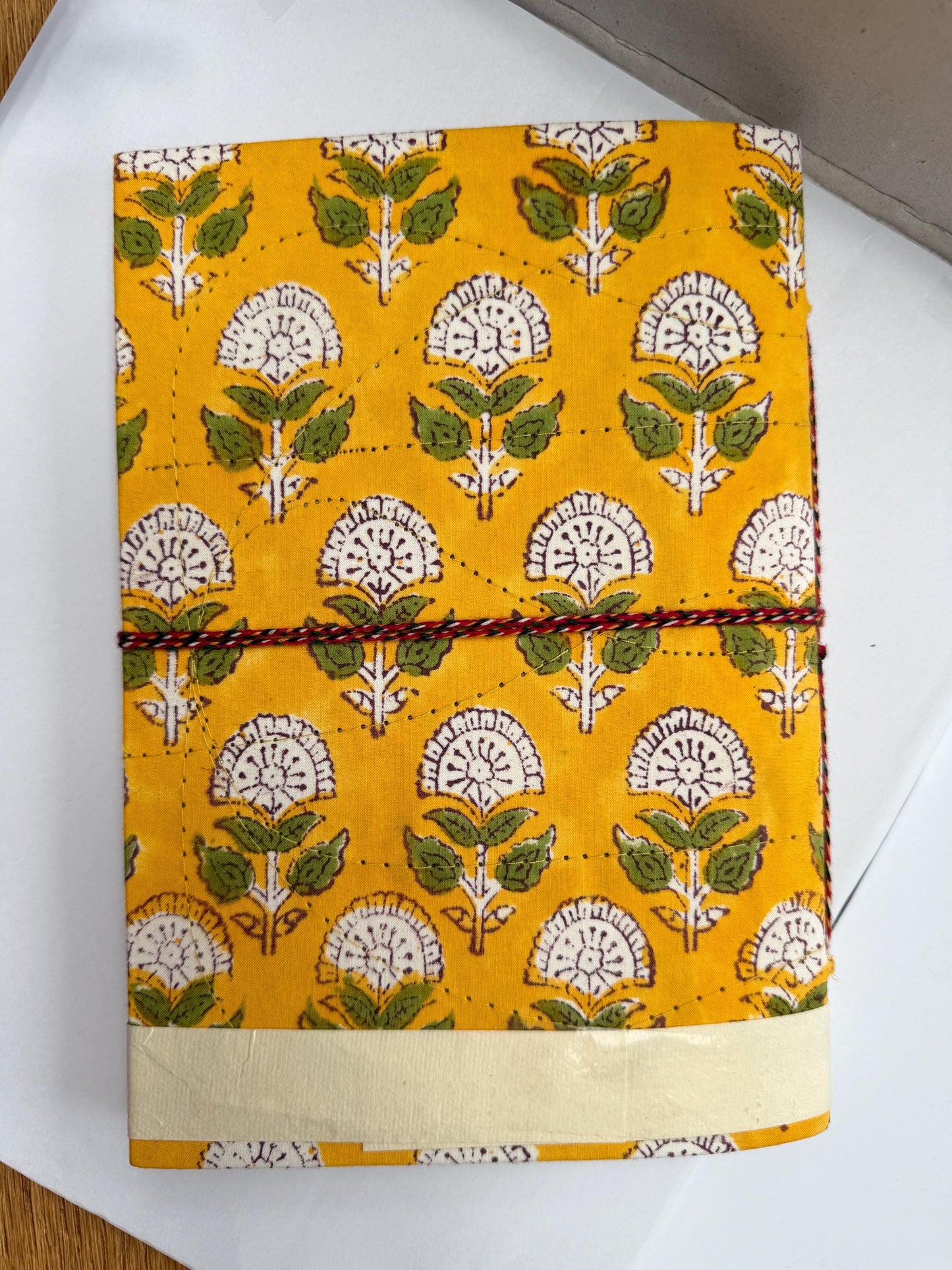 Handmade Journals, Pure Cotton, Wood Block Print, Recycled Paper, Thread Tie | 9x6 Small motif
