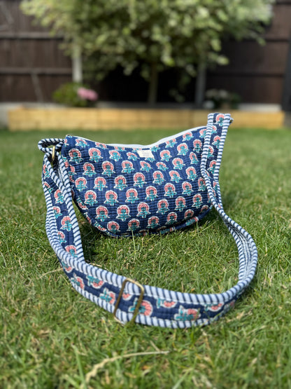 Indigo Buti Jaipur Half Moon Bag
