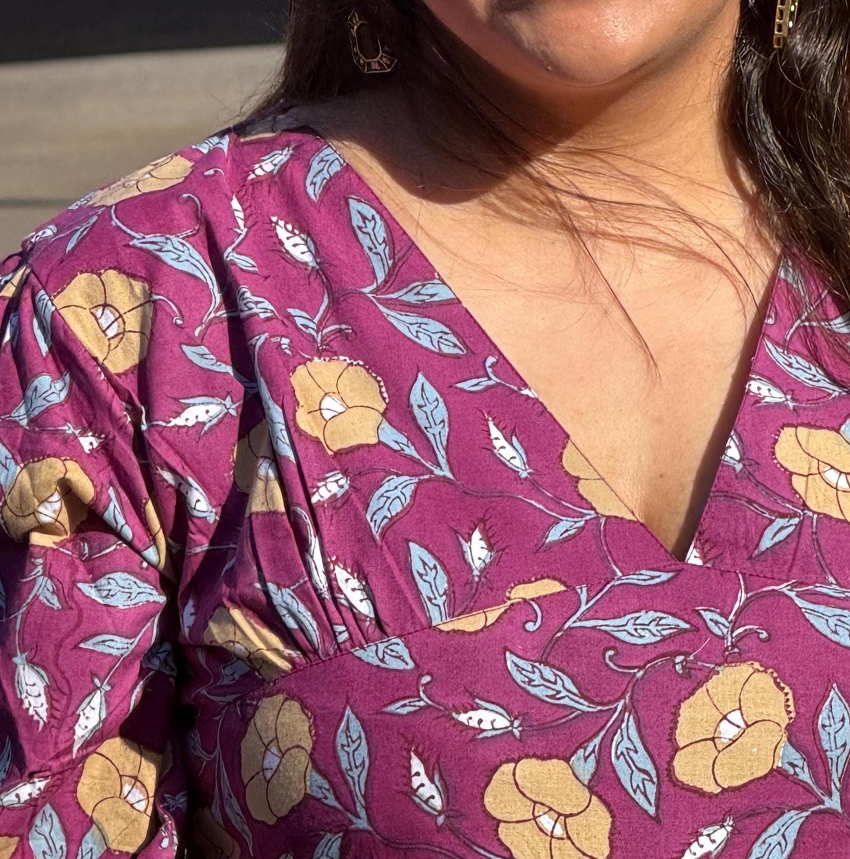 Mulberry Meadow Maxi Dress – Hand Block Printed Cotton Floral Garden Dress