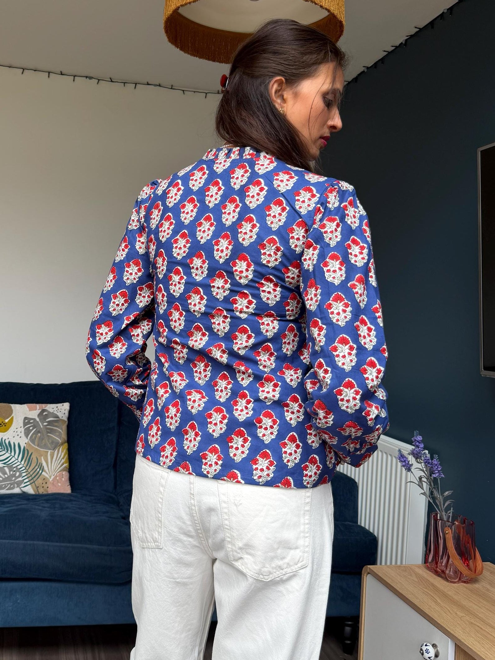 Noor Top - Hand Block Printed | Thick Cotton Blouse, Tassel Detail, Artisan Made
