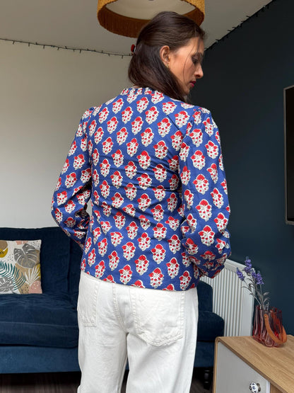 Noor Top - Hand Block Printed | Thick Cotton Blouse, Tassel Detail, Artisan Made
