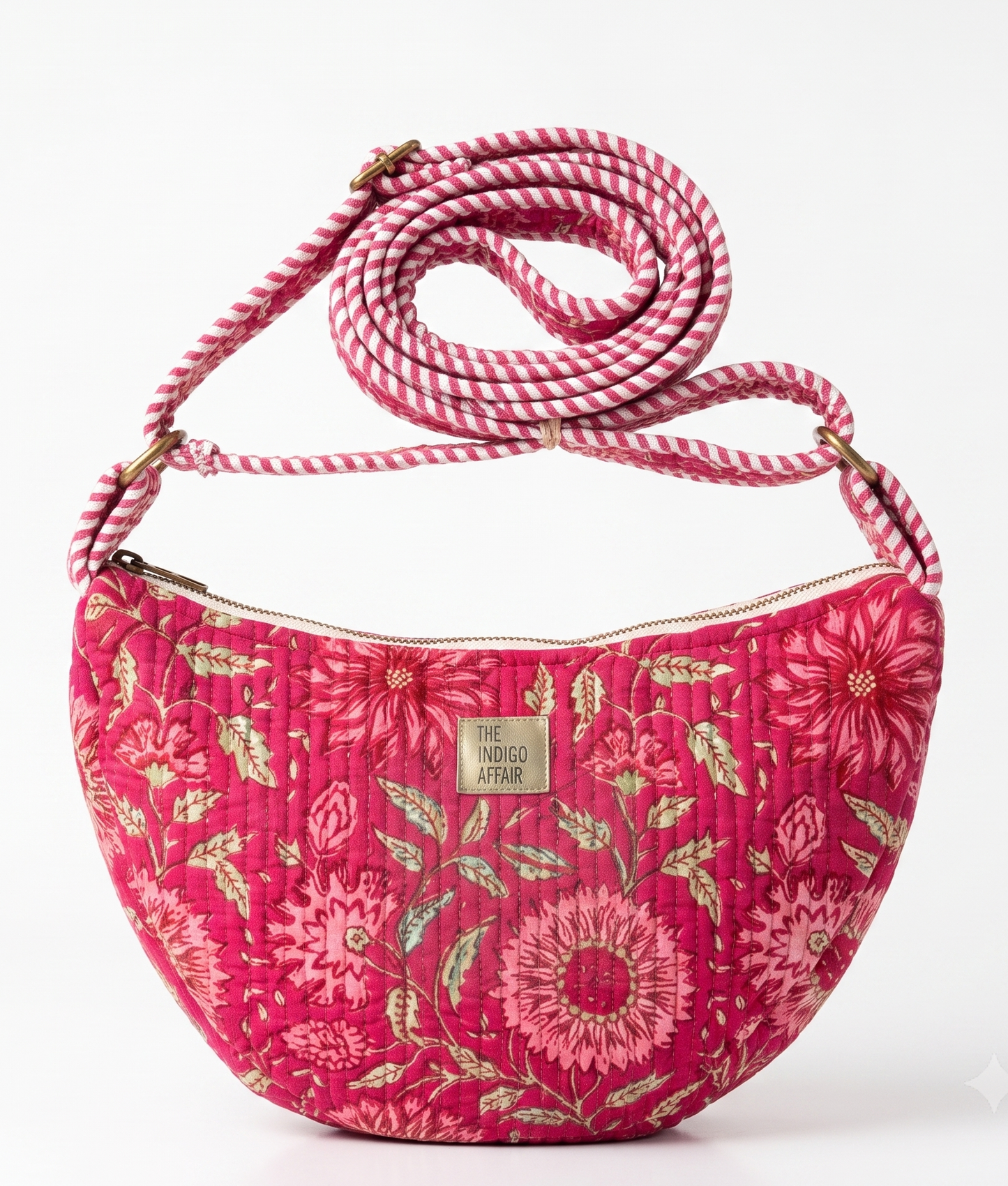 Fuchsia Flora Jaipur Half Moon Bag