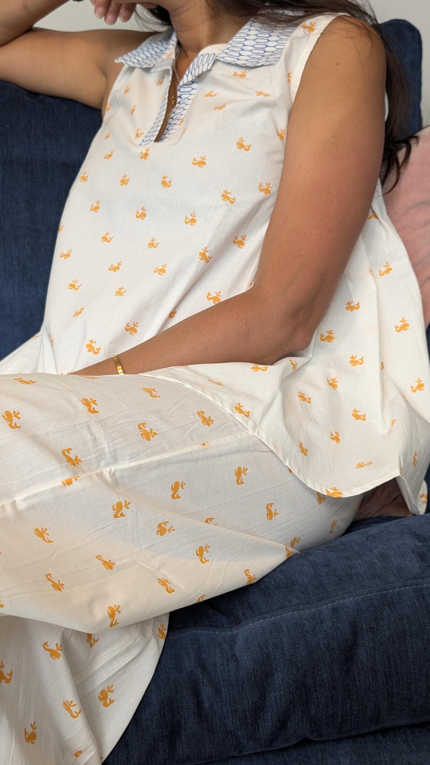 The Dolphin Pyjama Set - Hand Block Printed | Resort Loungewear