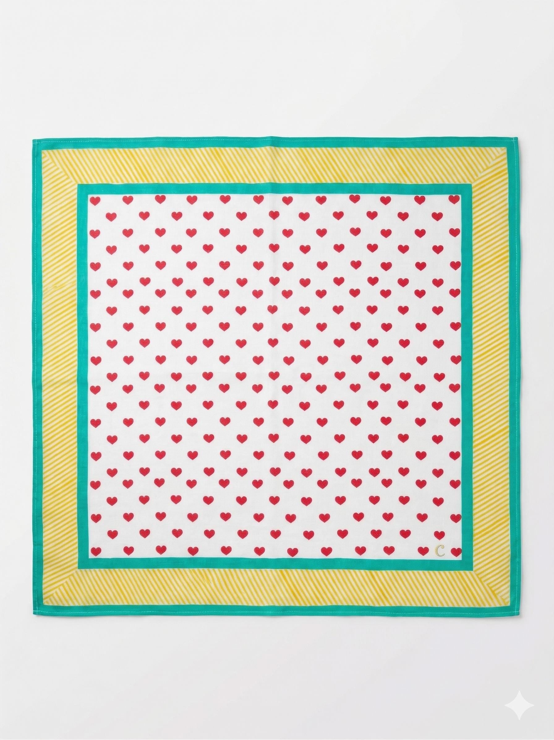 The Rainbow Road - Oversized Hand Block Printed Heart Scarf – Large Square Cotton Wrap for Women