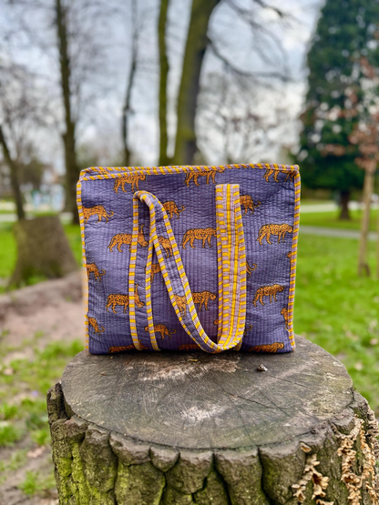 Leopard Quilted Cotton Tote Bag