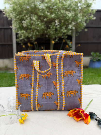 Leopard Quilted Cotton Tote Bag